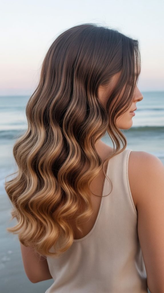 Mermaid Waves with Ombre Caramel Effect