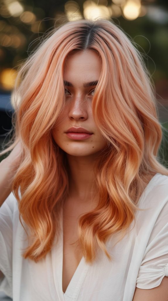 Peach Blonde with Terracotta Lowlights