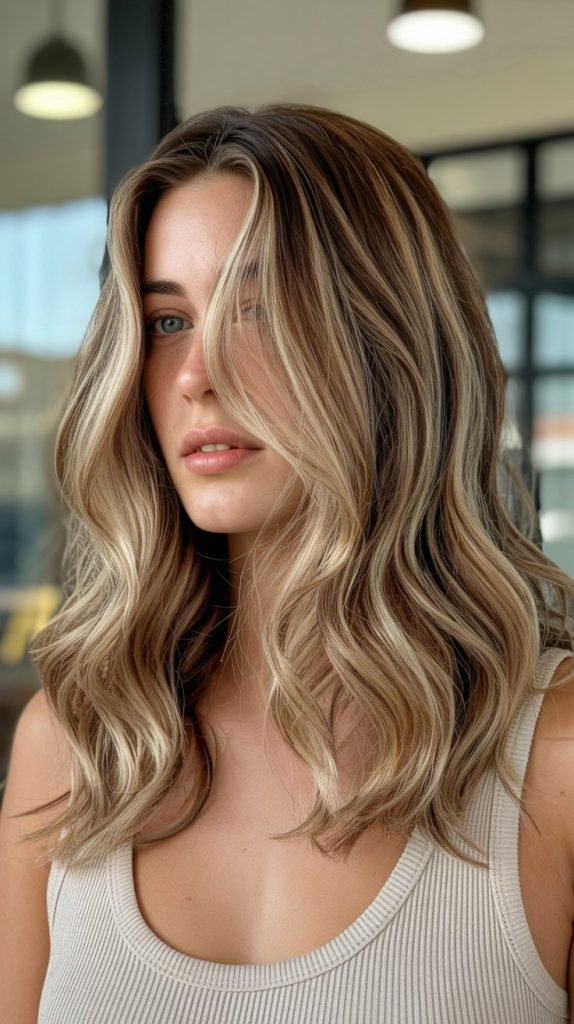 Sandy Blonde with Mocha Lowlights