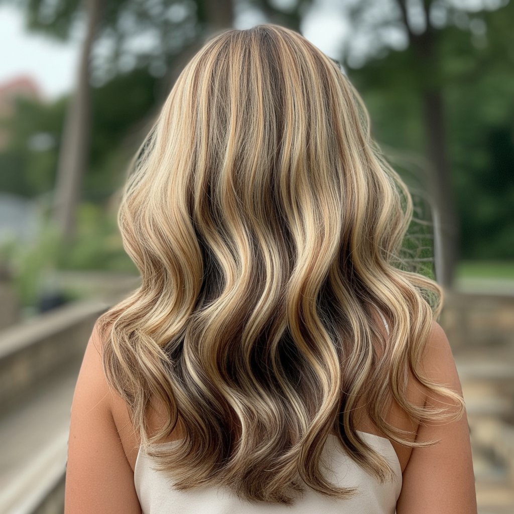 Sandy Blonde with Caramel and Chocolate Swirls