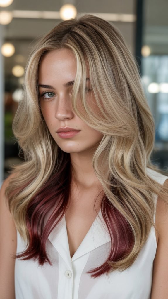 Sandy Blonde with Mahogany Lowlights