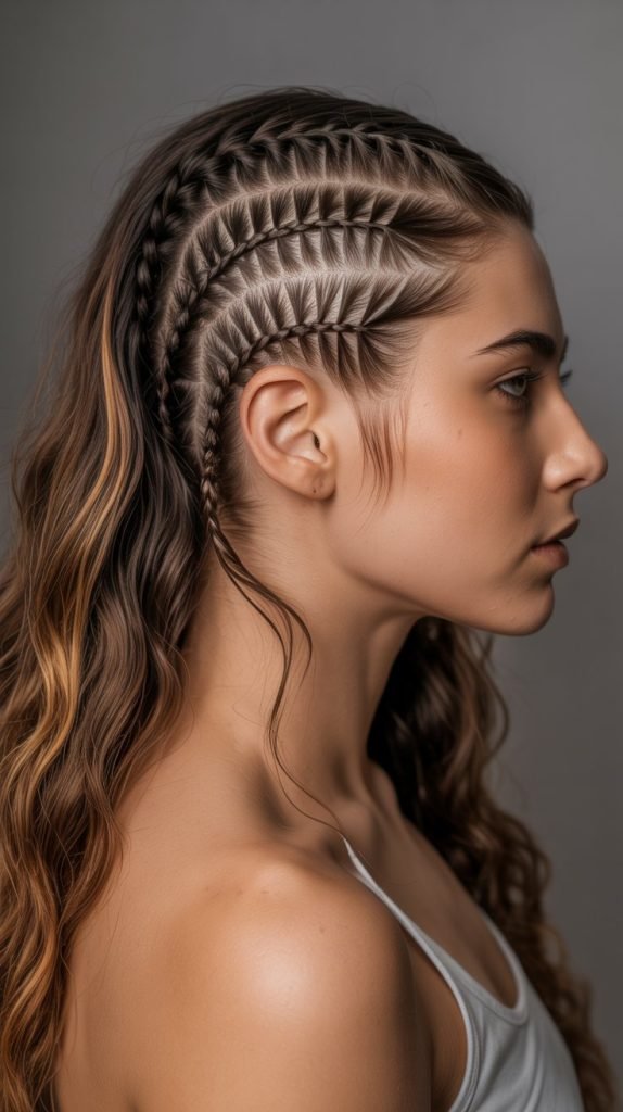  Side Cornrows with Caramel Fade
