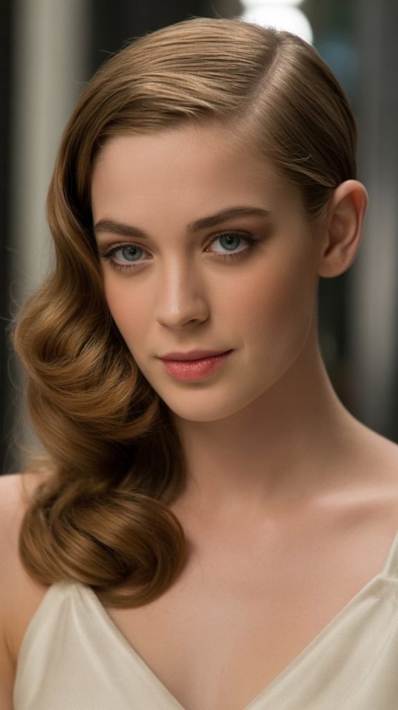 Sleek Side Part with Vintage Waves