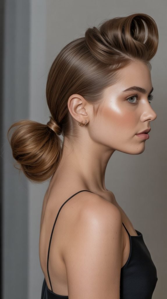  Slicked-Back Low Ponytail with Volume