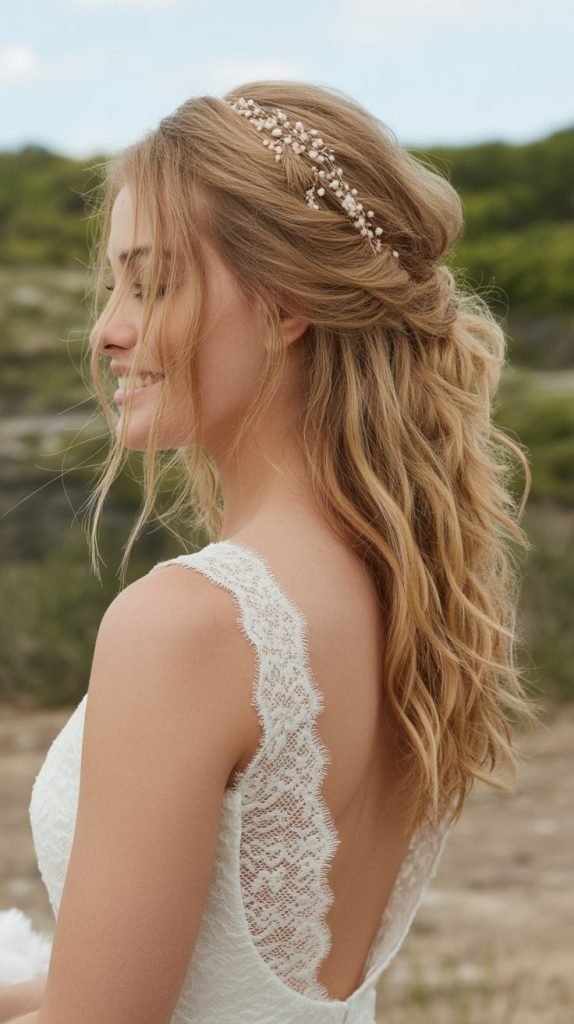 Textured Messy Half Updo