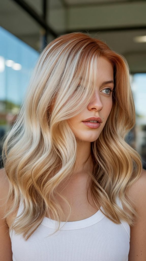 Toasted Coconut Blonde with Auburn Accents