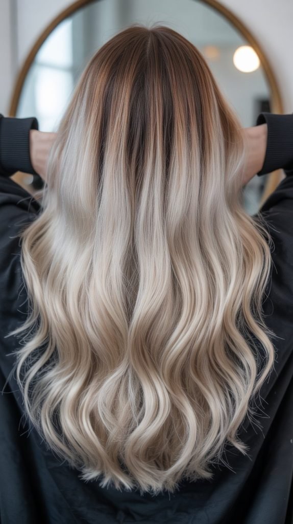 Vanilla Blonde with Chocolate Root Stretch