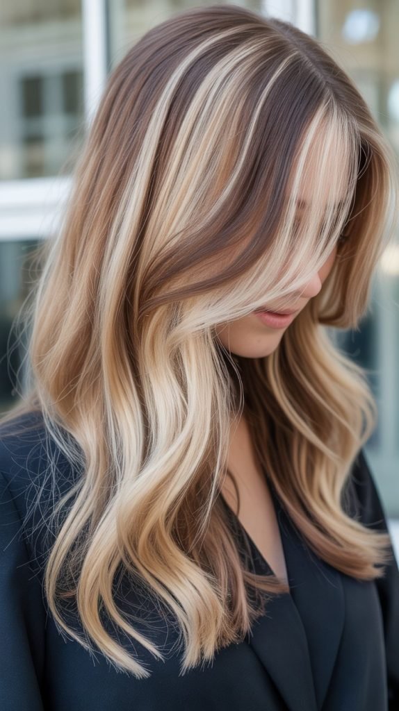 Wheat Blonde with Chocolate and Caramel Streaks