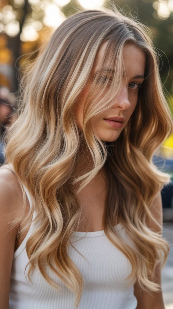 Wheat Blonde with Amber Lowlights