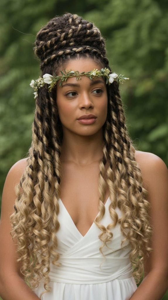 Crown Braid with Barrel Twist Locs