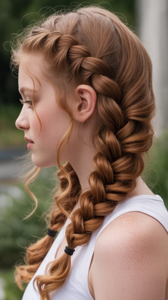 Waterfall Braid with Loose Curls