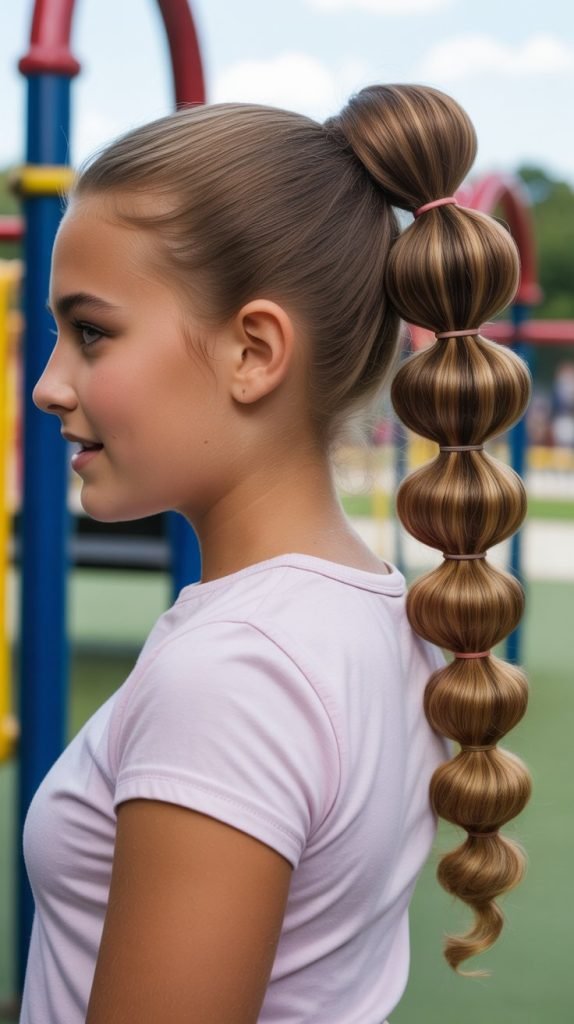 Slickback with Bubble Ponytail Detail