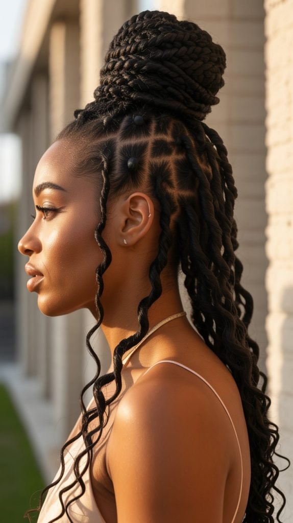  High Bun with Cascading Loc Extensions