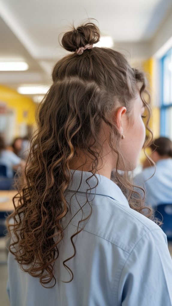 Half-Up Curly Top Knot