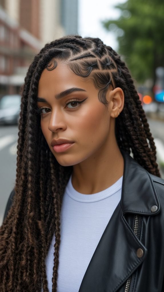 Barrel Twist Locs with Zigzag Parts