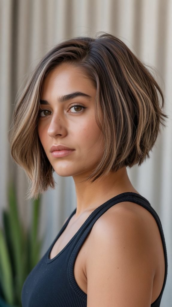 Textured Layered Angled Bob