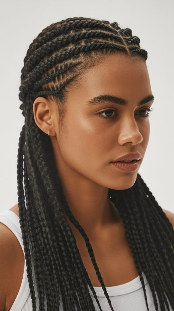 The Crown with Cascading Mini Braids