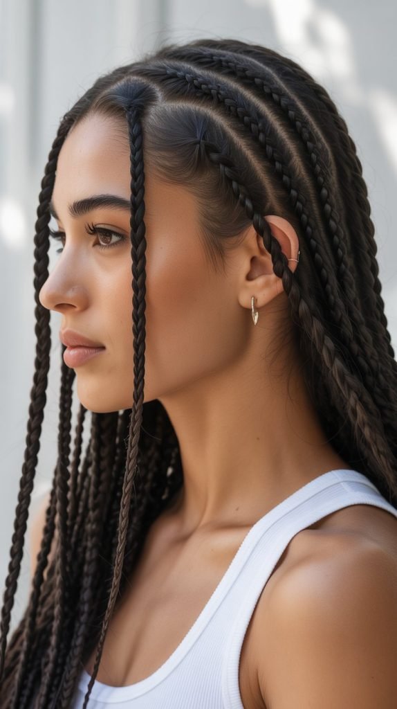 The Temple Braids with Flowing Hair
