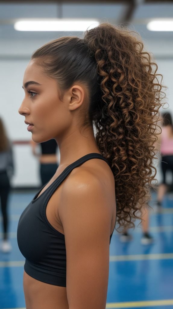 High Ponytail Slickback with Curl Volume