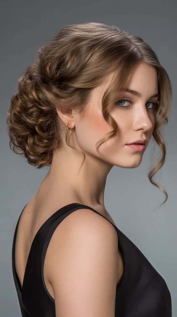 Asymmetrical Curly Updo