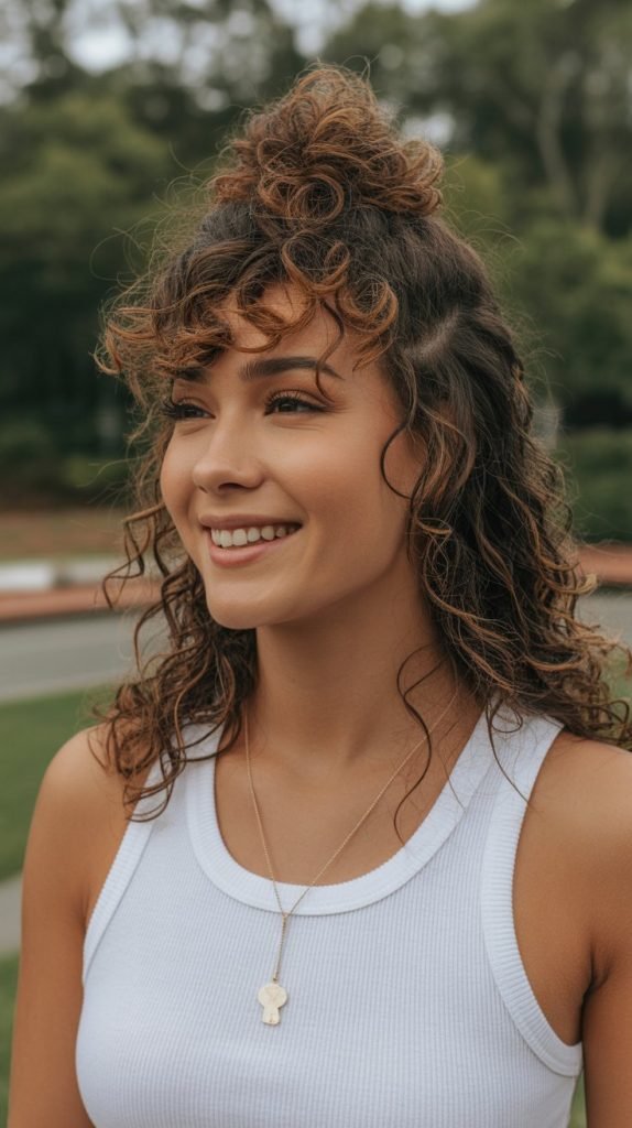 Half-Up Curly Bun