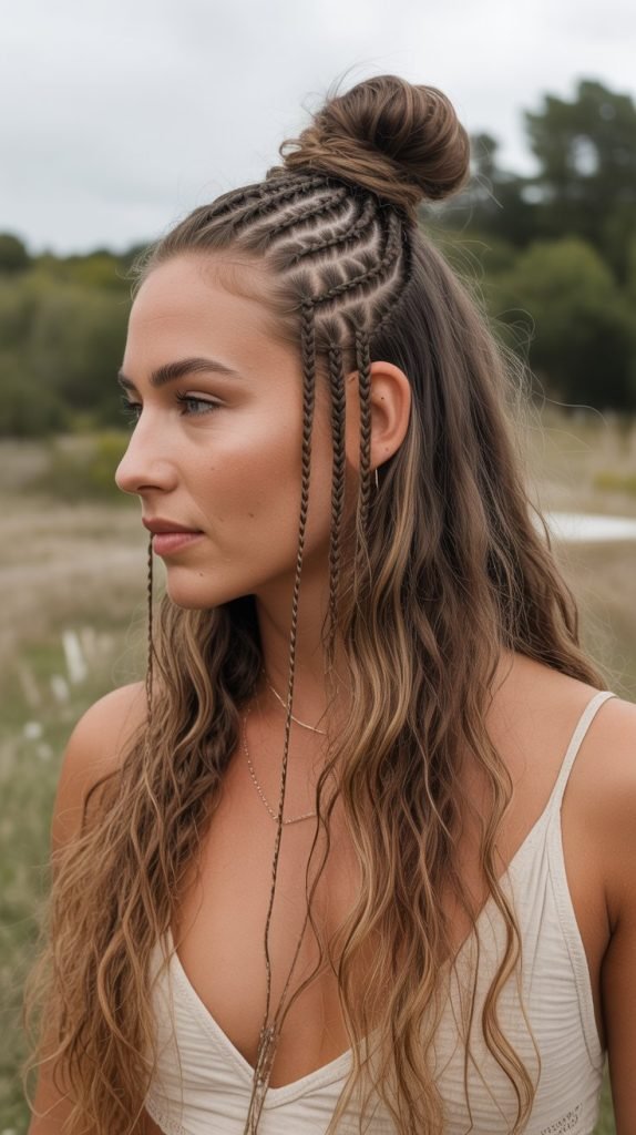 27. Half-Up Micro Braids Detail