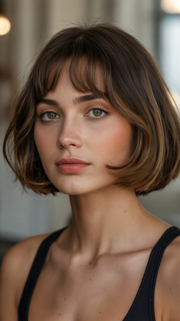  Long Bob with Curtain Bangs