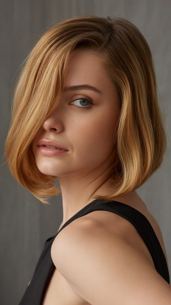  Long Bob with Side-Swept Bangs