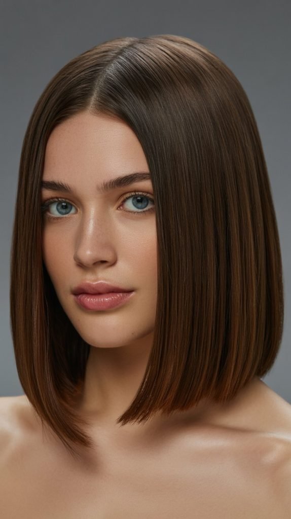 Sleek Long Bob with Glass Hair Finish