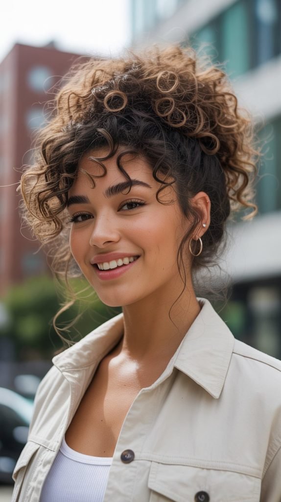 Messy Curly Top Knot