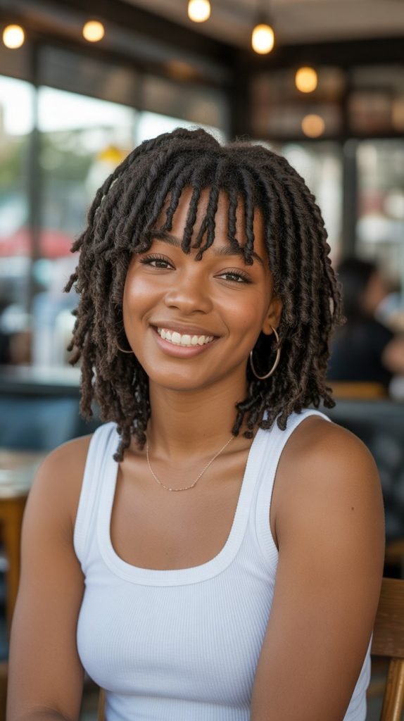 Barrel Twist Locs with Bangs