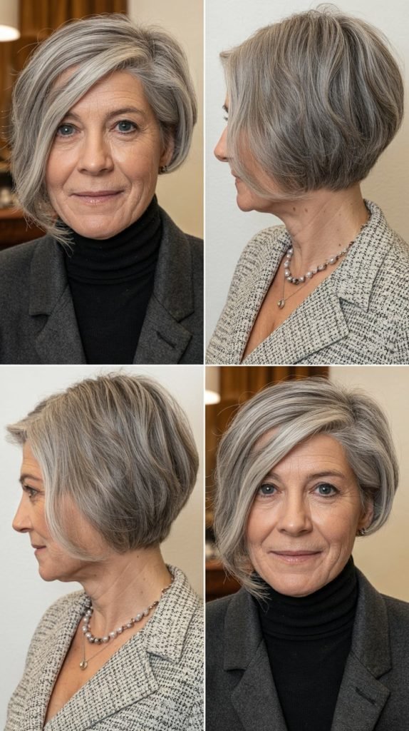 5. Asymmetrical Bob with Deep Side Part