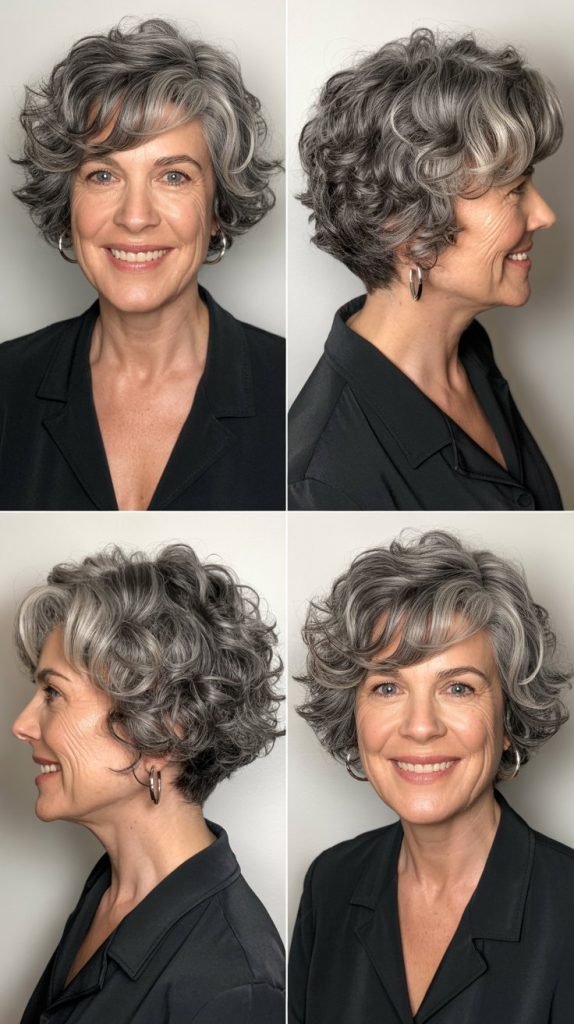 6. Asymmetrical Curly Cut