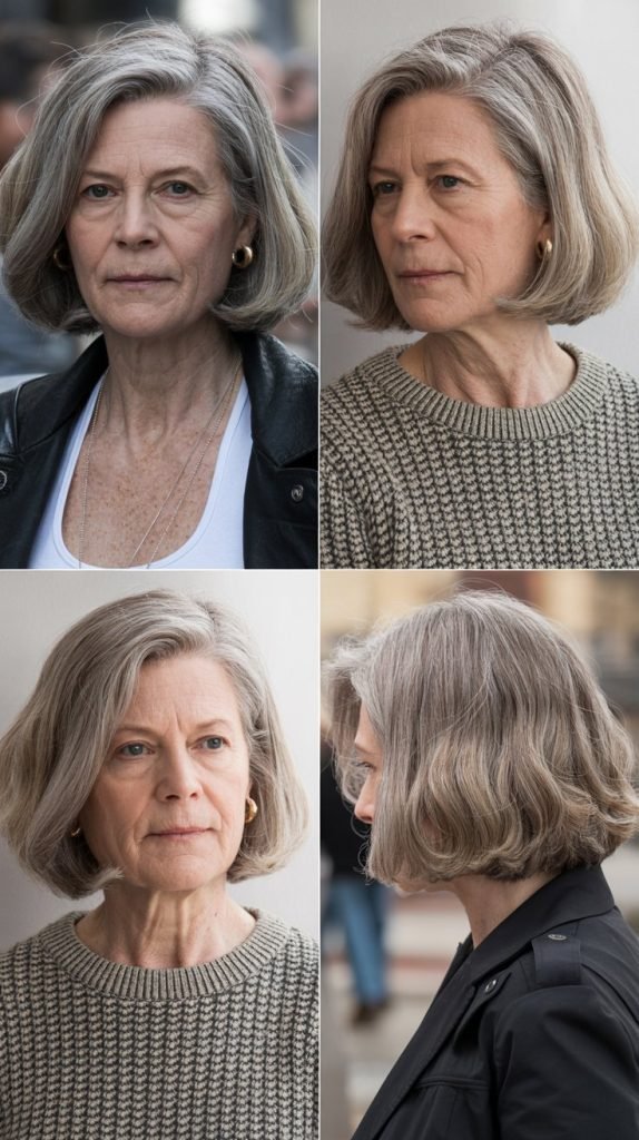 11. Blunt Cut Lob with Middle Part