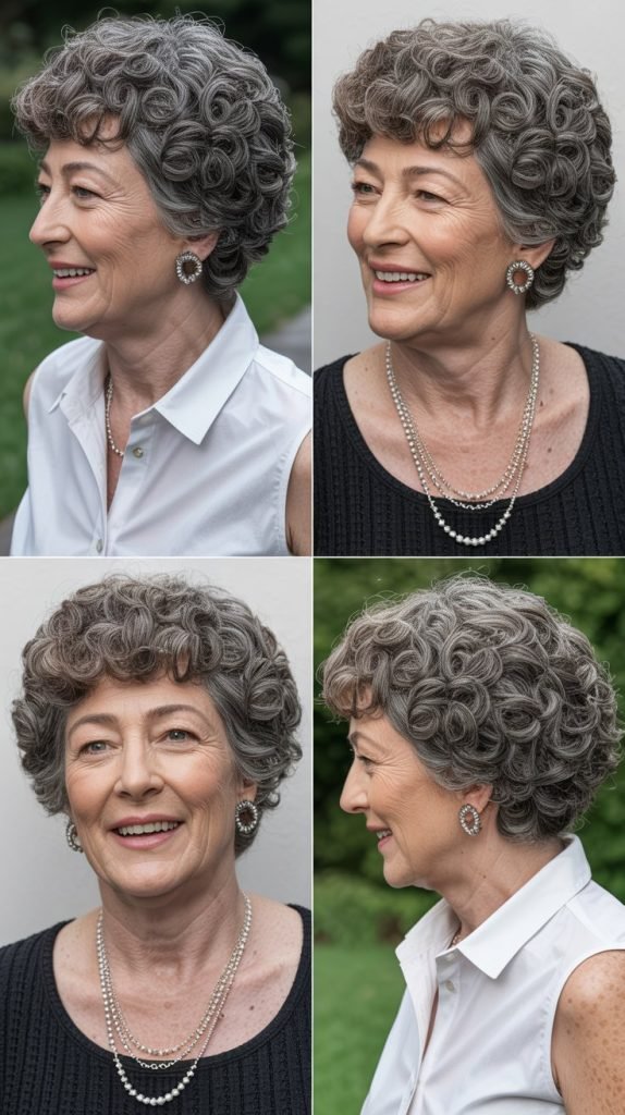 23. Curly Crown with Straight-Pinned Sides