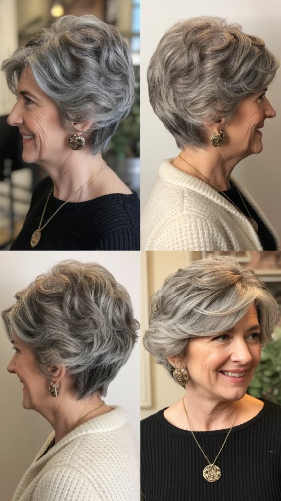 7. Stacked Bob with Volume at Crown