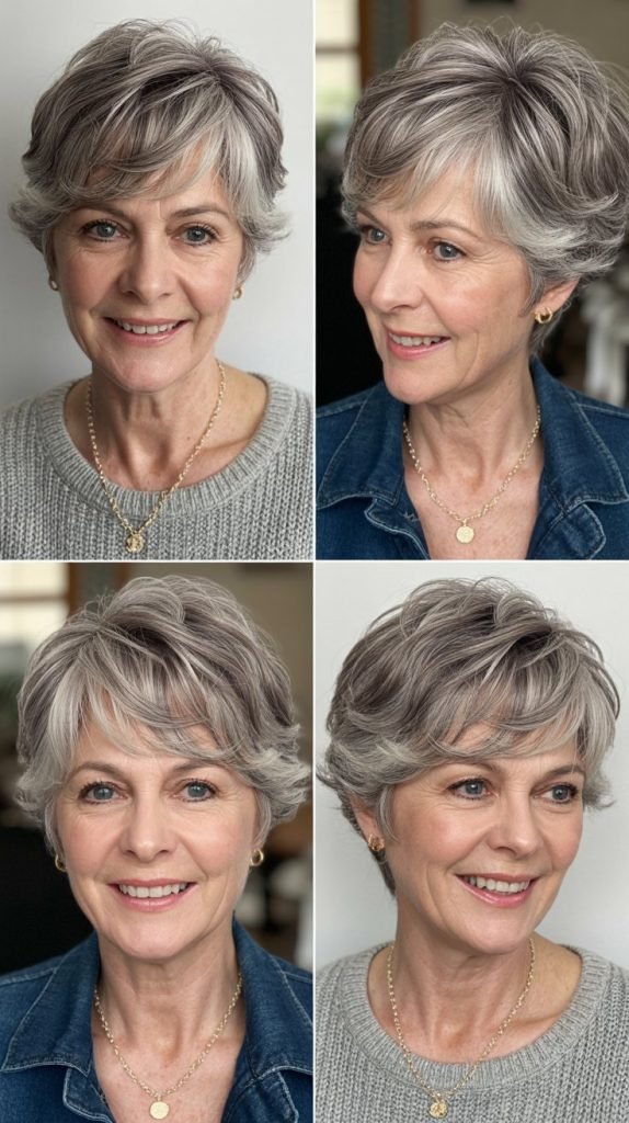 25. Textured Pixie with Forward Fringe