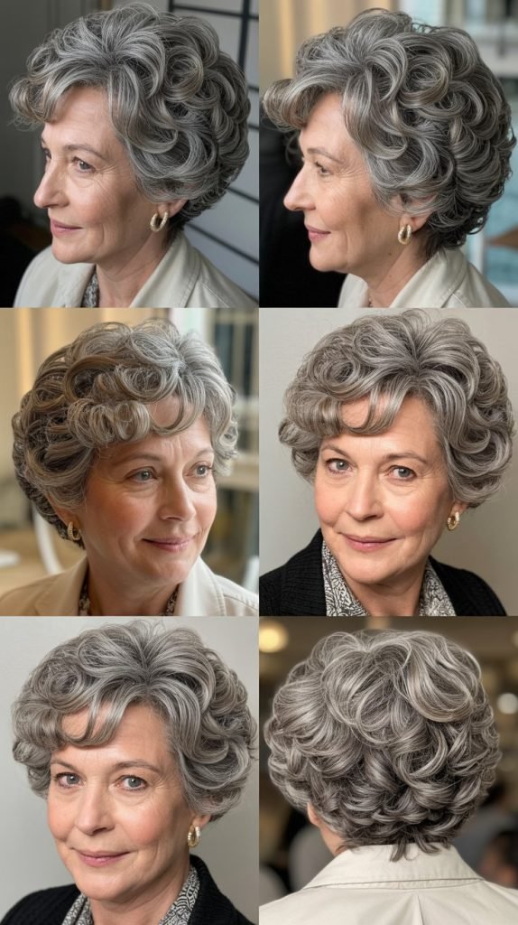 4. Voluminous Curly Crown with Tapered Sides