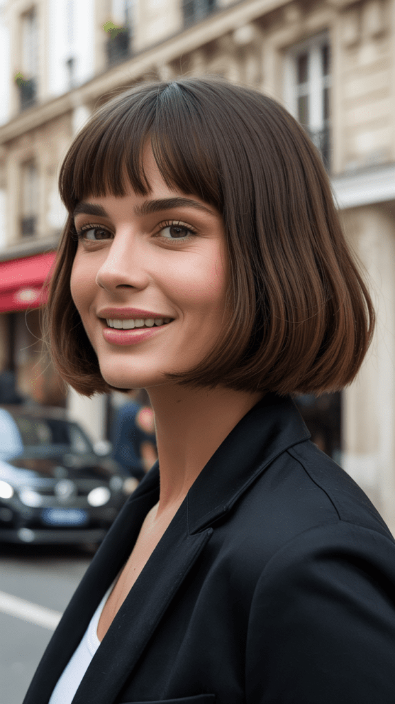 Classic Blunt French Bob with Straight-Across Fringe