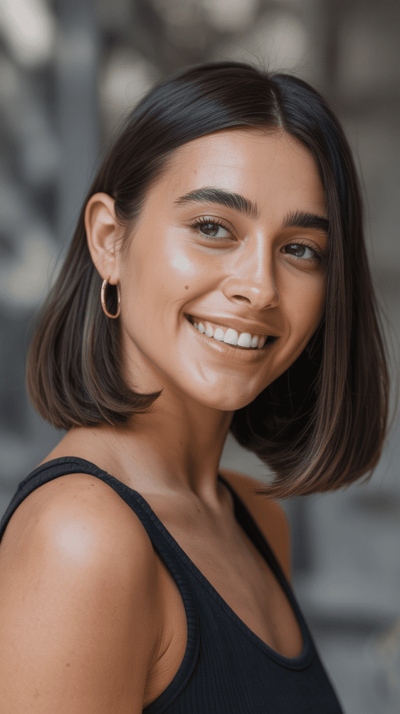 Blunt Long Bob with Deep Side Part