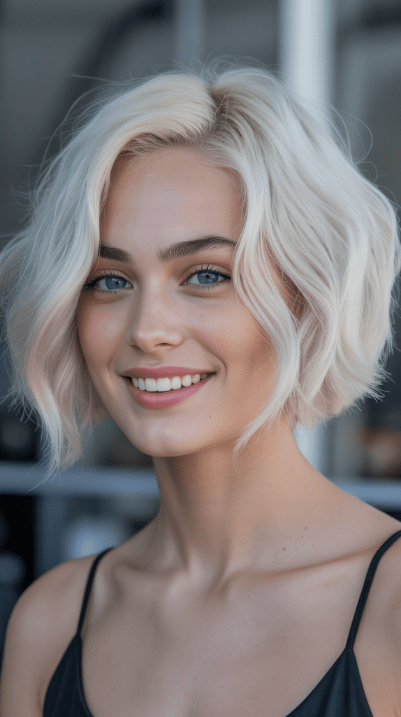 Platinum Blonde French Bob