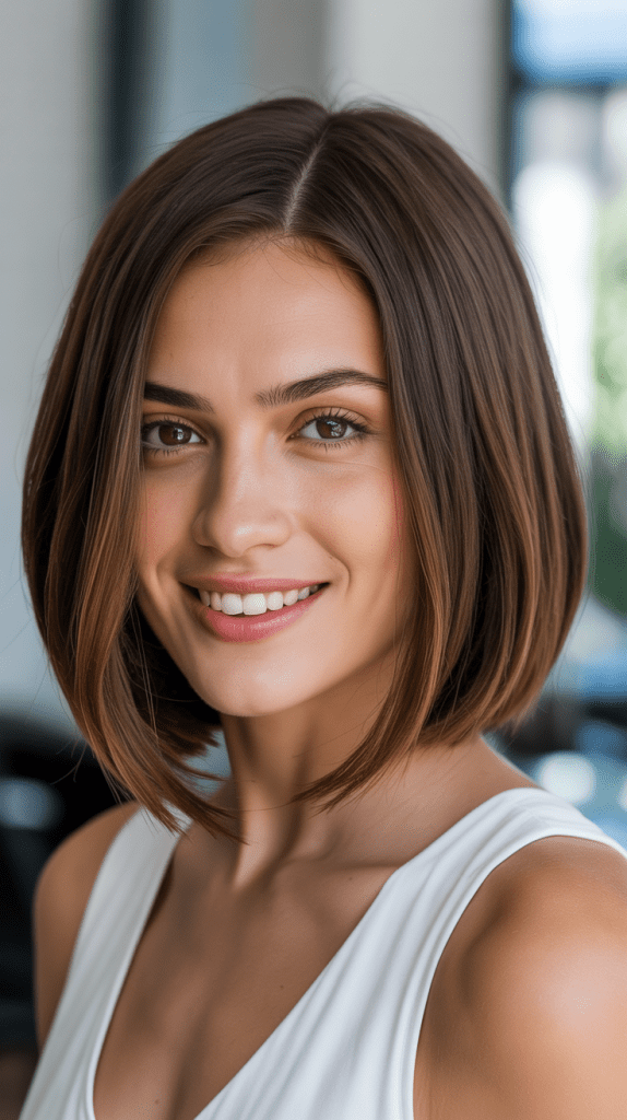 Sleek French Bob with Precision Blowout