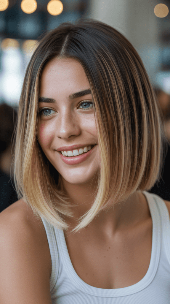 Sleek French Bob with Ombré Color