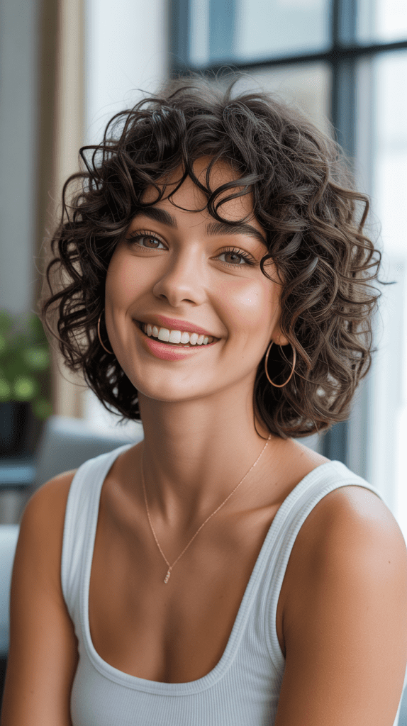 Curly Messy French Bob