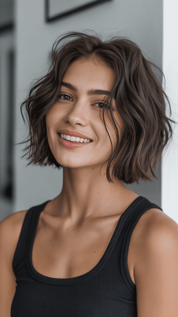 Blunt Cut Messy Bob with Textured Ends