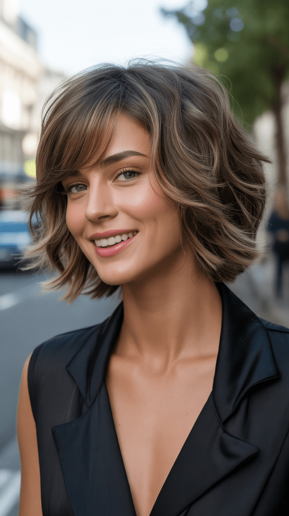  Shaggy French Bob with Feathered Fringe