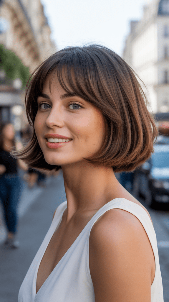 Soft French Bob with Long Fringe