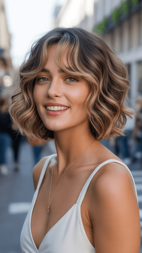 Wavy French Bob with Curtain Fringe