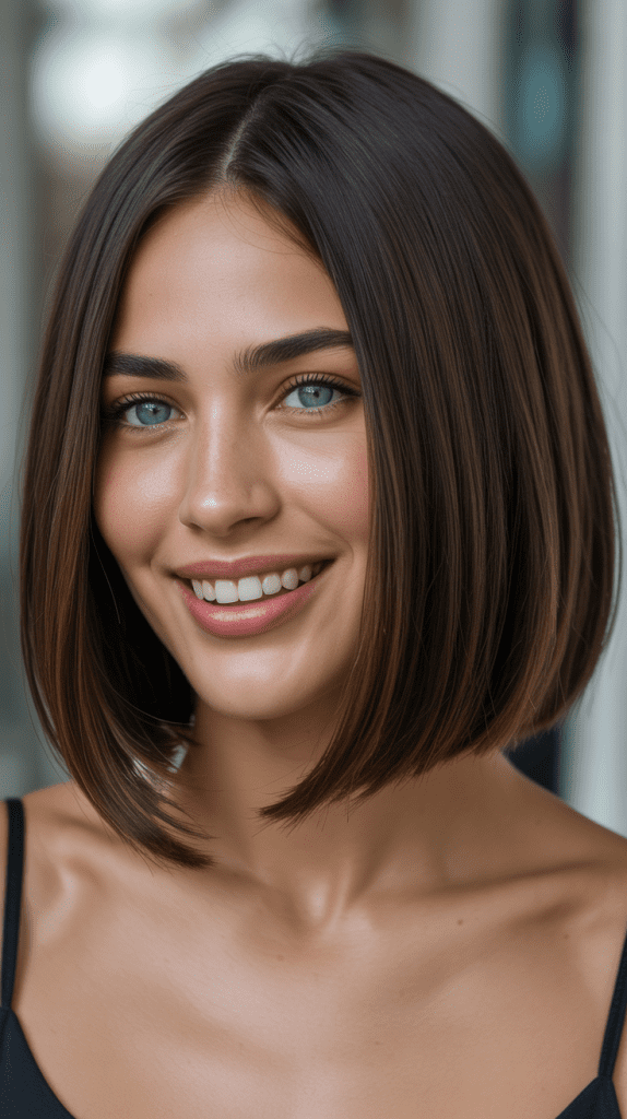 Sleek French Bob with Glass Hair Finish