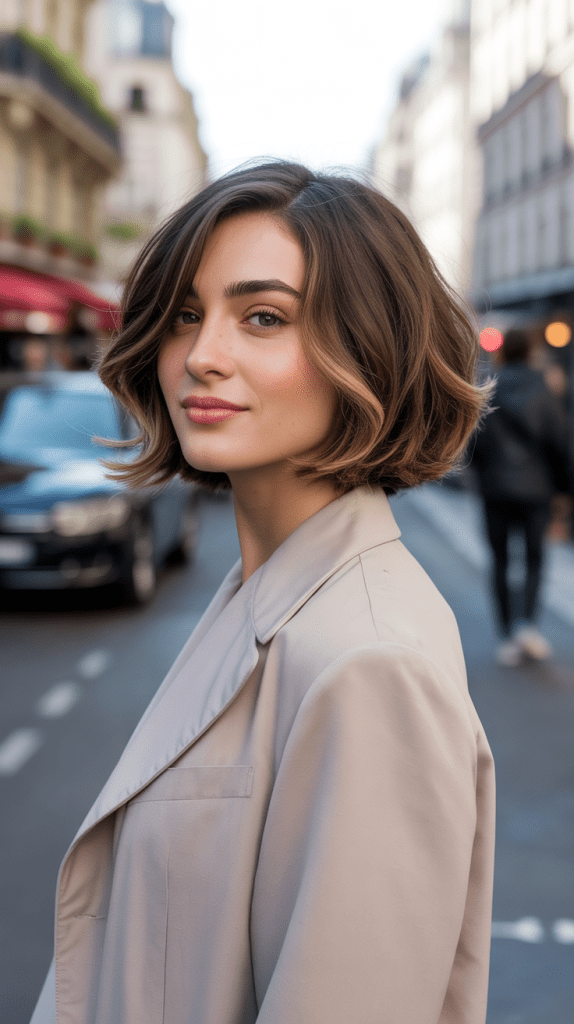 Layered French Bob with Side-Swept Fringe